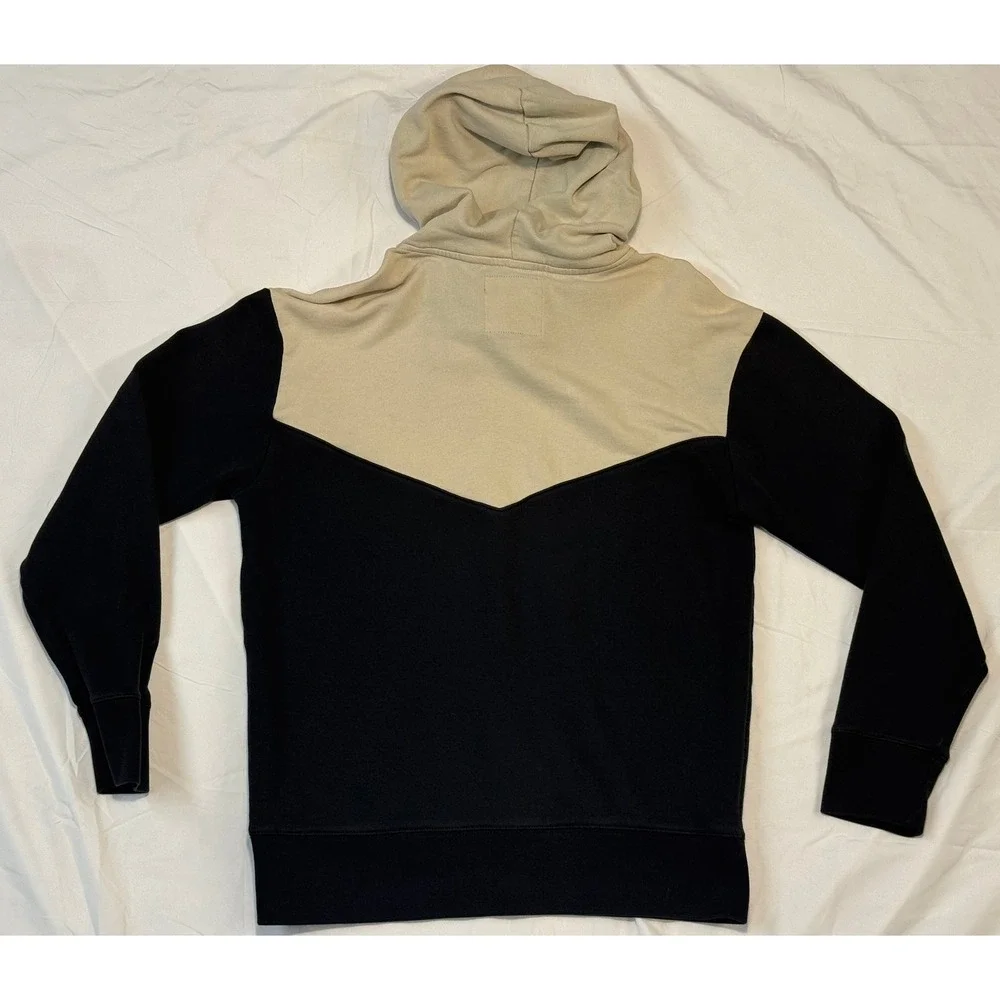Hollister Mens Colorblock Hoodie Tan Black Chevron Logo Pullover Medium 322F2236